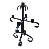 Ancien chandelier 5 feux bougeoirs fer forge noir vintage #a577