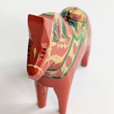 Set of 2 Vintage Swedish Dala Horses in Wood, Hand-Painted Red