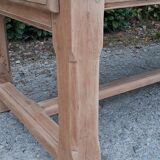 Farm table in solid oak raw wood 2 drawers