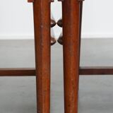 4 wooden Art Deco design dining chairs with a wicker seat and backrest