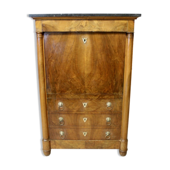 Empire secretary desk in walnut with black marble top