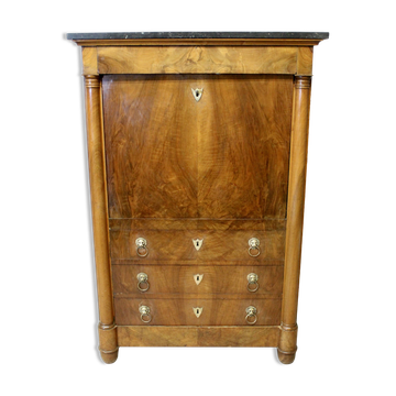 Empire secretary desk in walnut with black marble top