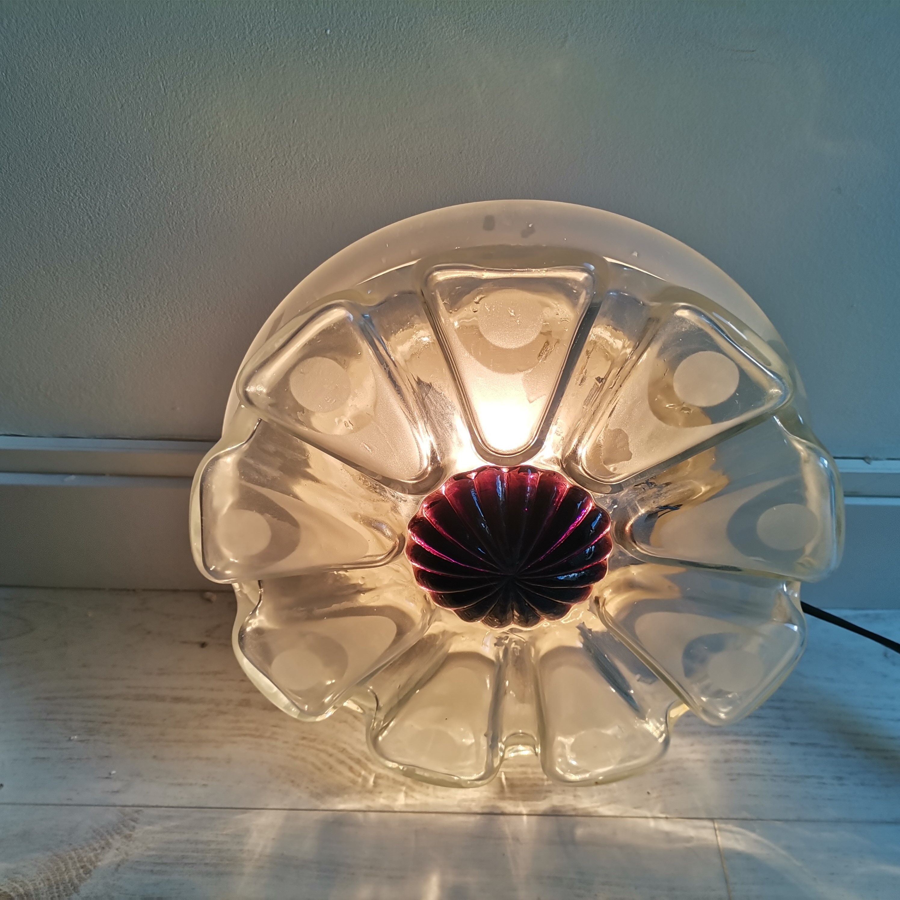 Mid Century modernist frosted glass flush mount ceiling or wall light fixture lamp, 1960s