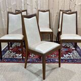 Suite de 6 chaises GPlan en teck et assise en skai des années 1970