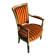 Louis XVI cabriolet armchair – patinated wood and striped velvet