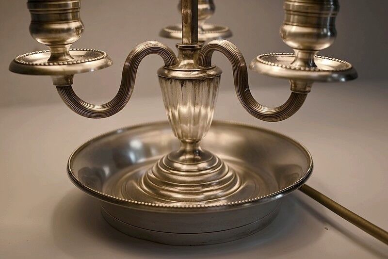 White metal bouillotte lamp, empire style – early twentieth century