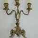 Pair of candle holders / golden brass / vintage / candelabra