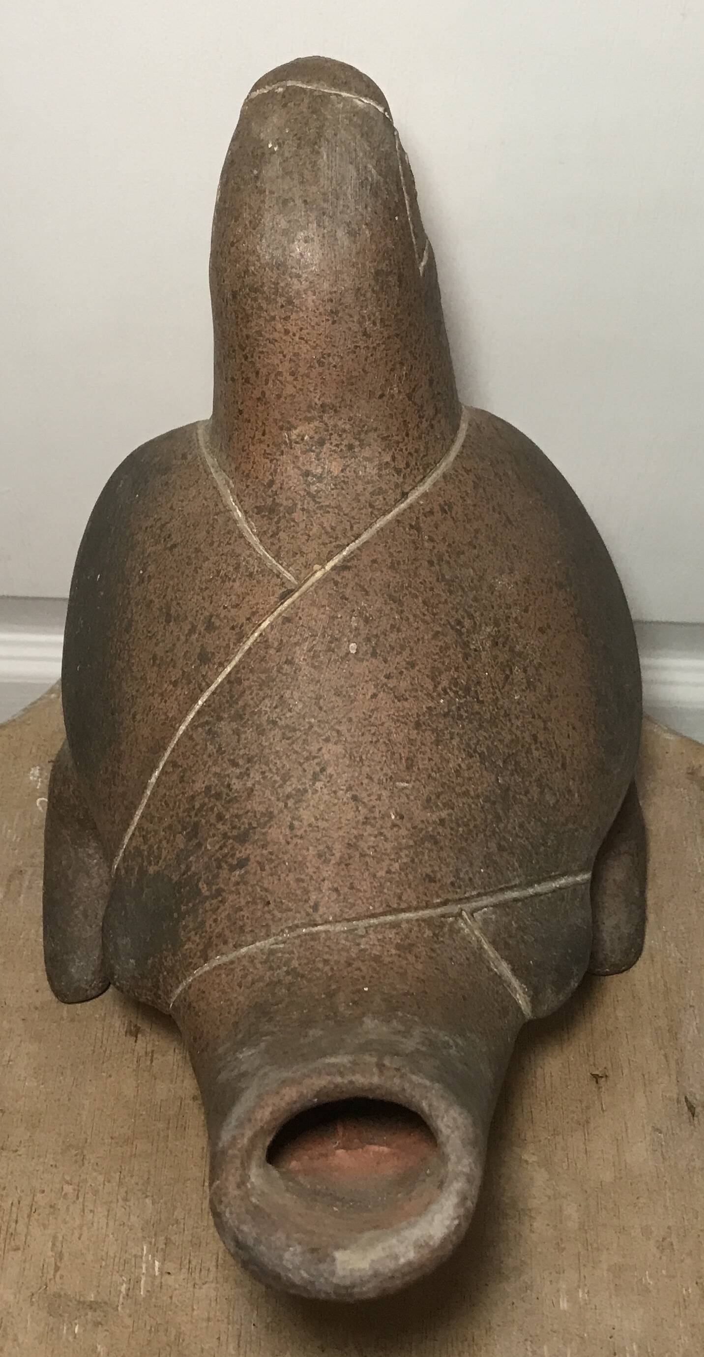 Vase zoomorph bird sculpture terracotta parrot, mexico, 70s