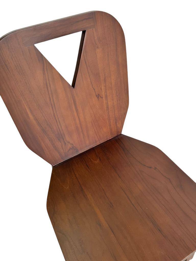 Brutalist retro chair in dark solid teak (several in stock!)