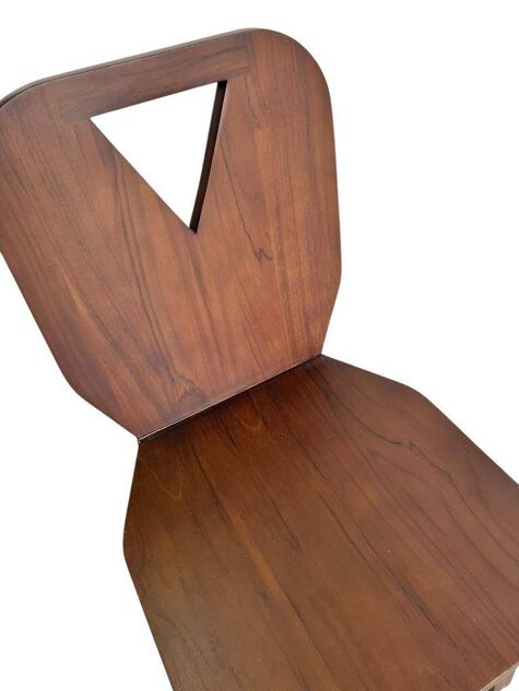 Brutalist retro chair in dark solid teak (several in stock!)