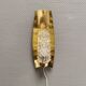 Older wall lamp in brass with hard pressed glass shade.