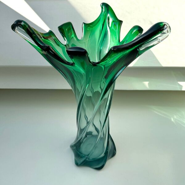 Vase tourbillonnant vintage Sommerso Murano
