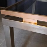 Table basse Guy Lefèvre en acier et laiton
