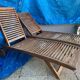 2 chaises longues en bois exotique