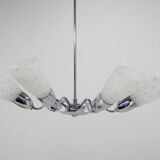 Lustre 6 flamboyants chromés du milieu du siècle par Instala Decin, années 1950