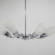 Mid-Century Chrome-Plated 6 Flamming Chandelier by Instala Decin, 1950s