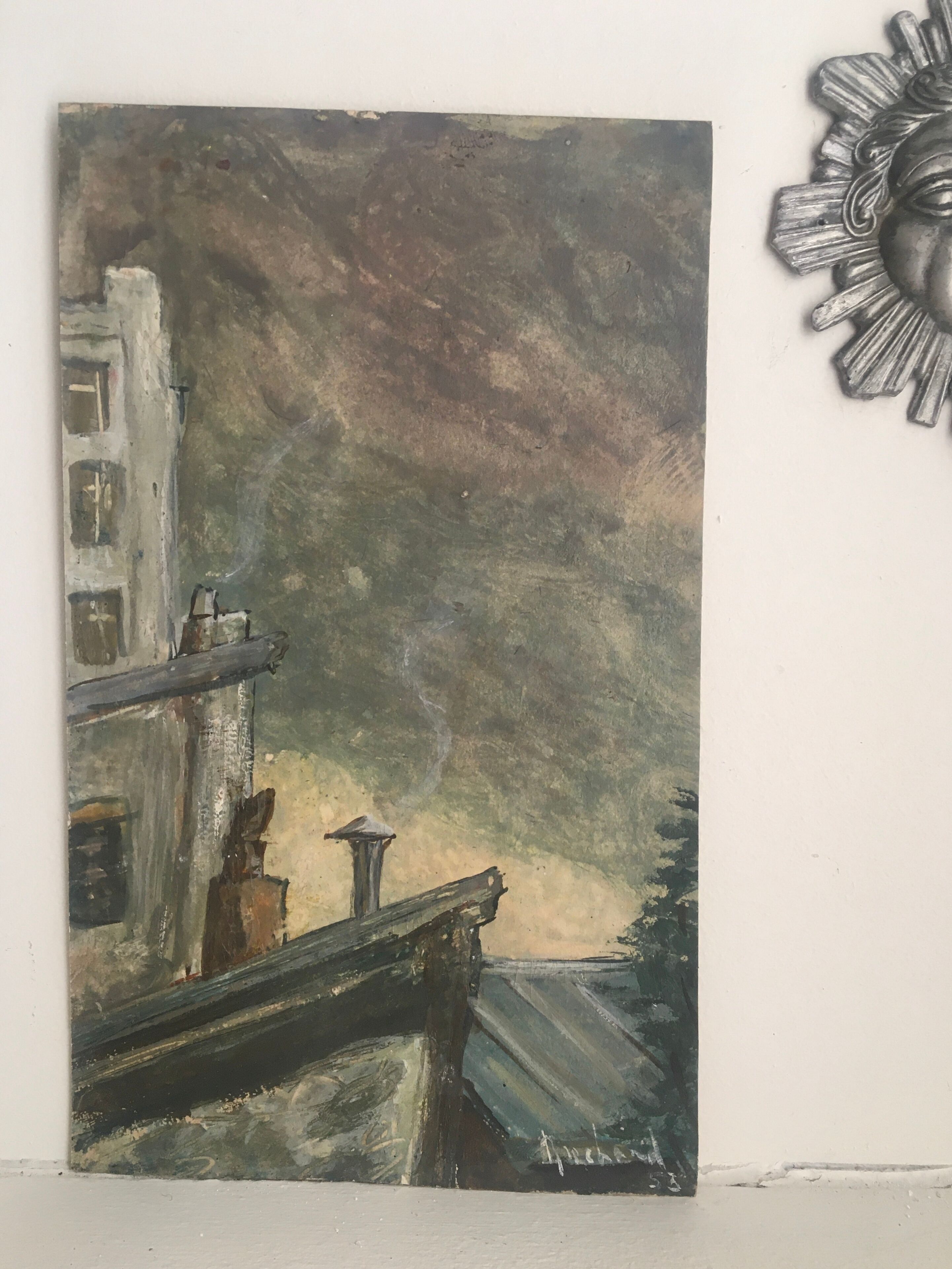 Gouache on paper 1953 signed and its glazed frame