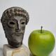 Head of Zeus in patinated plaster in imitation of bronze, 15 cm
