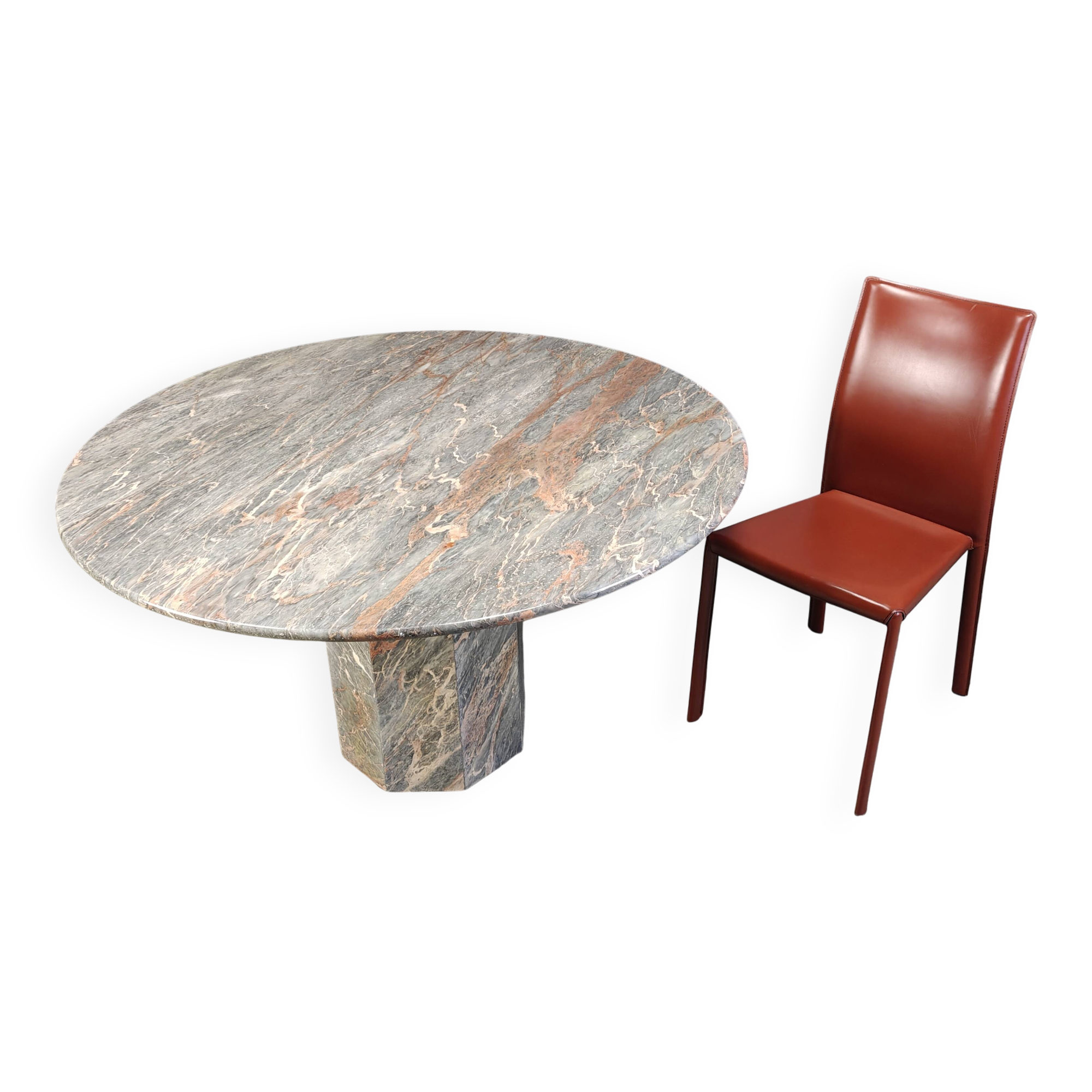 Table à manger ronde en marbre italien des années 1970