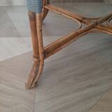 Vintage set of 2 garden woven rattan chairs - sky blue nets - 40