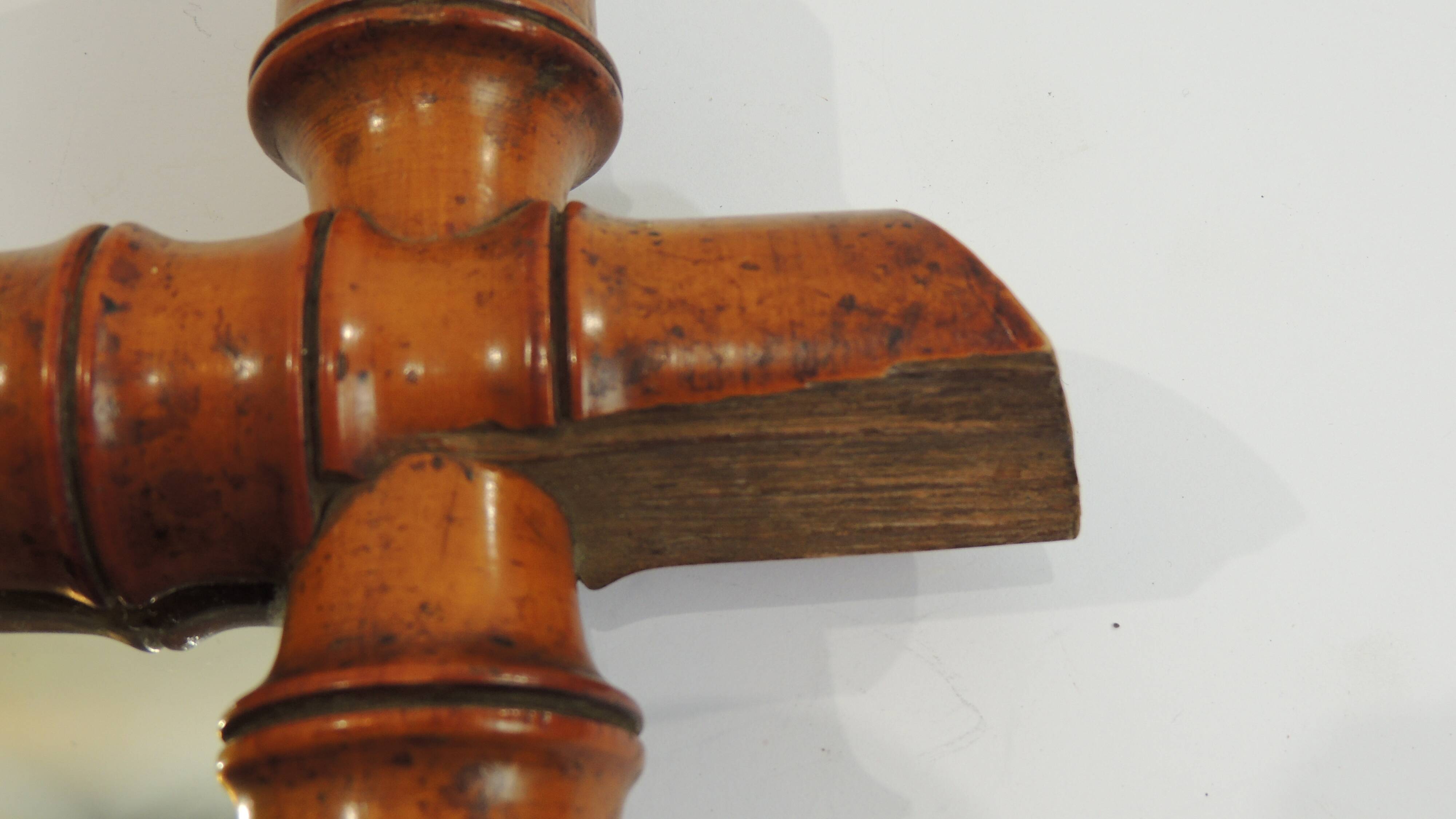 Antique mercury mirror in turned bamboo-style wood – Rare 19th century piece