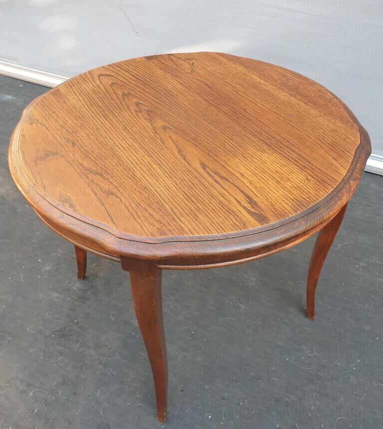 Vintage coffee table style Louis XV Oak h52