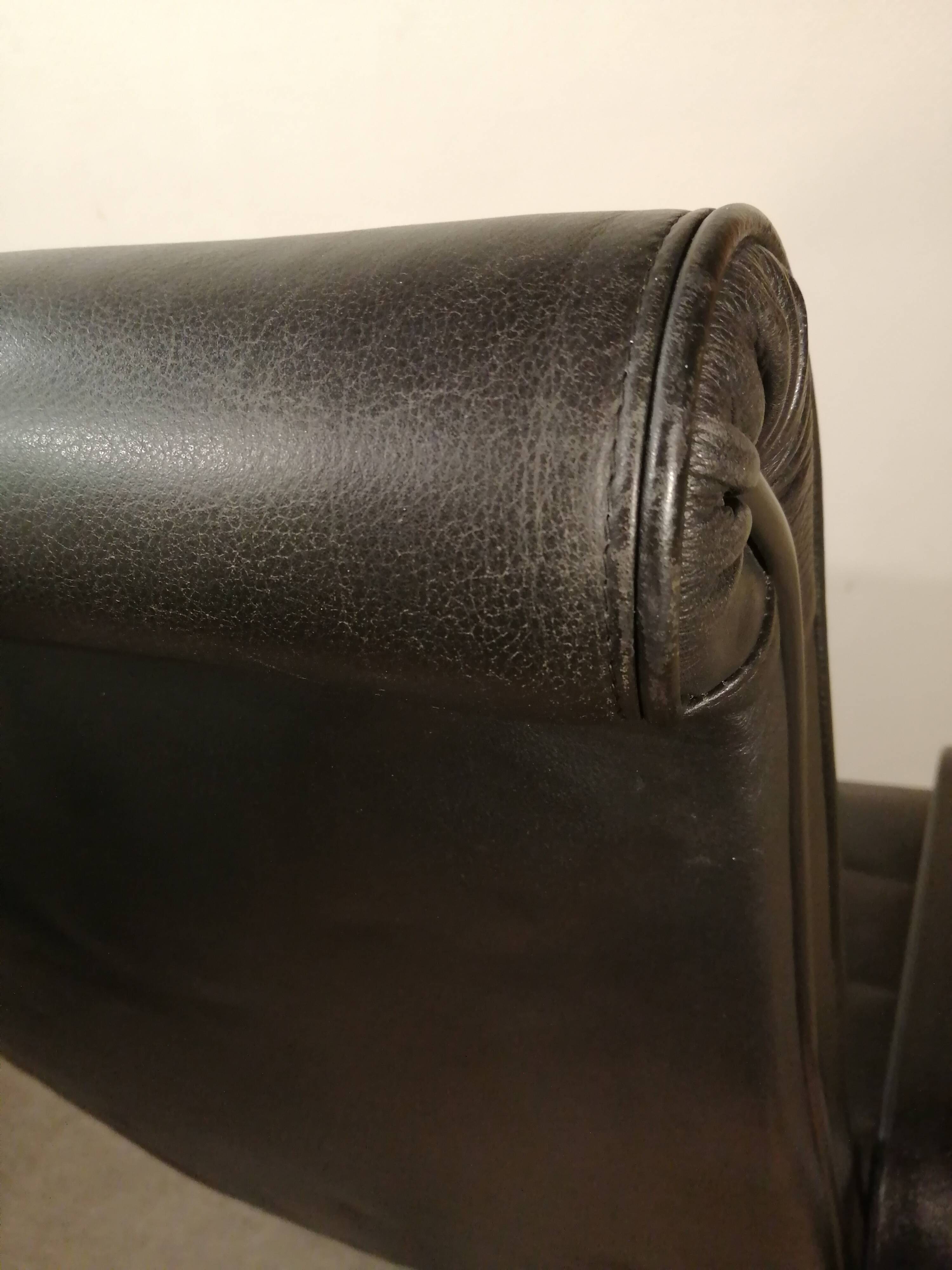 Vintage black leather office chair by Richard Sapper for Knoll 1979