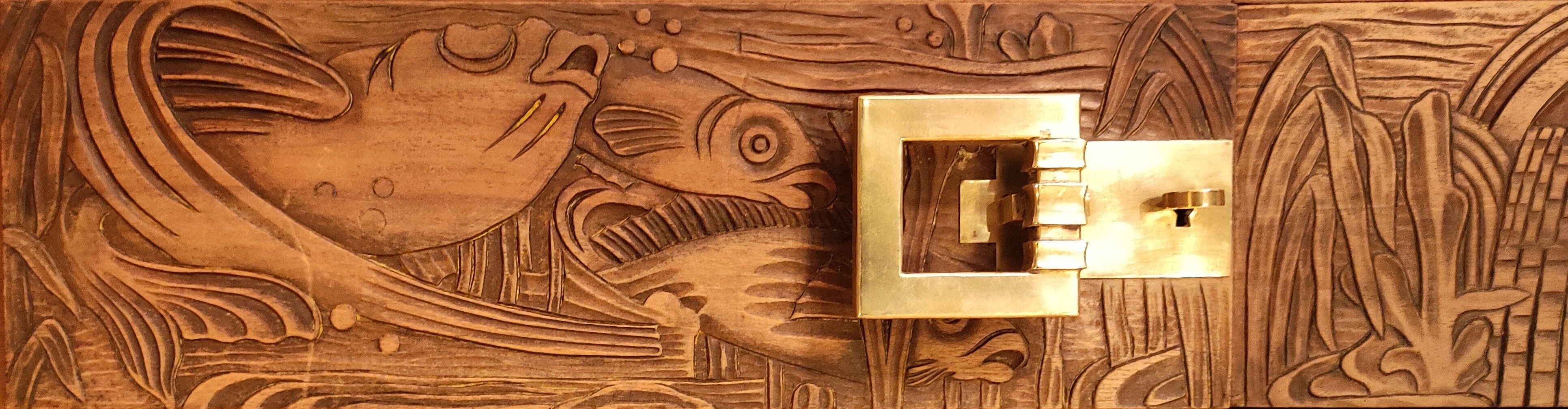 Japanese art deco enfilade with carved frieze