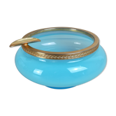 Cendrier en opaline bleue