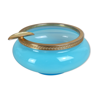 Cendrier en opaline bleue