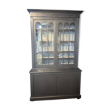 Two-body bookcase, painted in black and gray, Restoration Style model