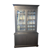 Bibliothèque deux corps , peinte en noir et gris, modèle Style Resauration