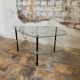 Pair of two 1950s glass and metal coffee tables, in the style of Edoardo Paoli