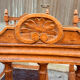 Set of 6 antique turned wooden chairs with embossed leather seats.