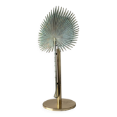 Monumental Valenti table lamp with fan palm leaf in bronze and brass, 1970s