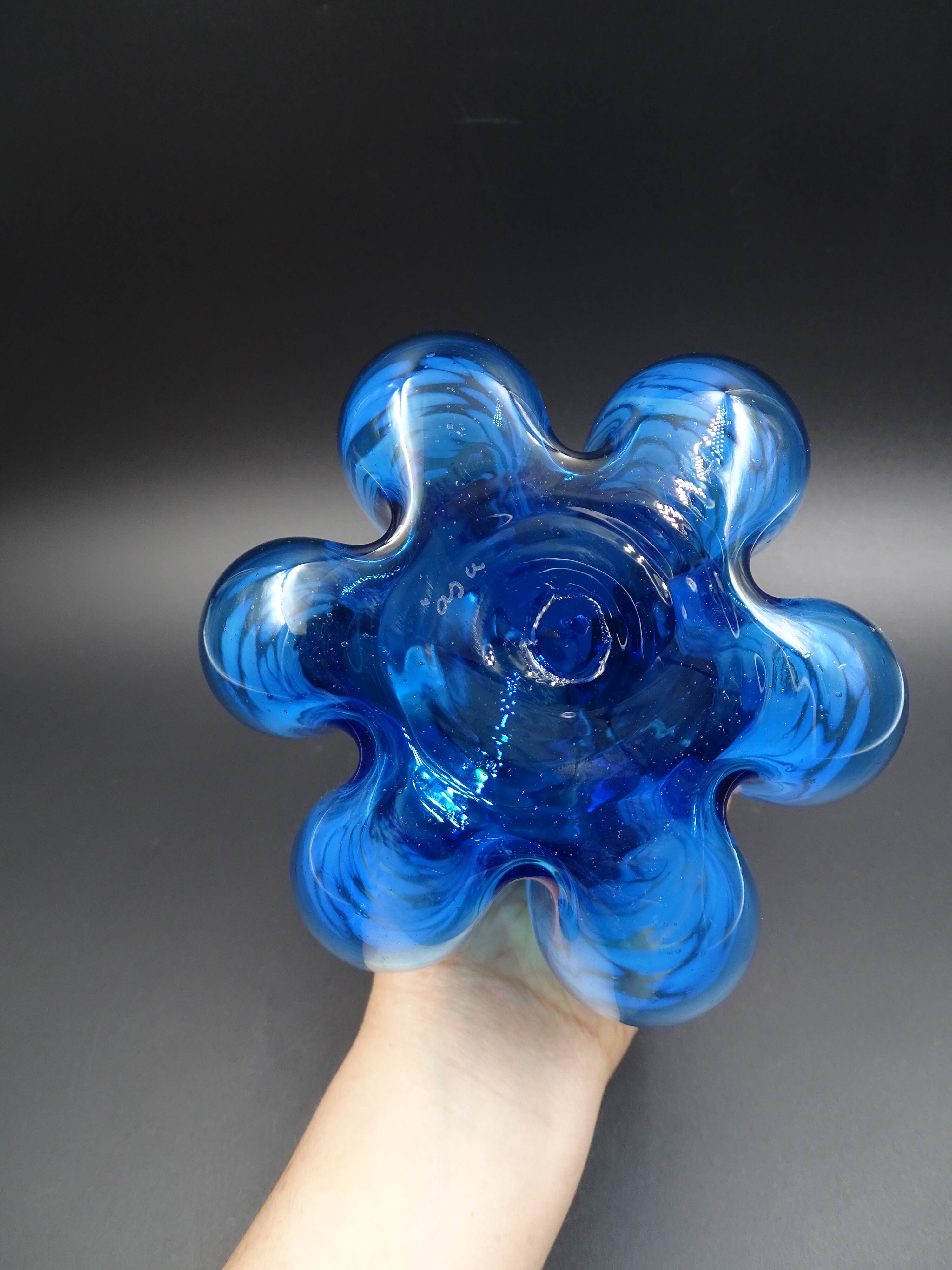 Blue glass vase and touches of white