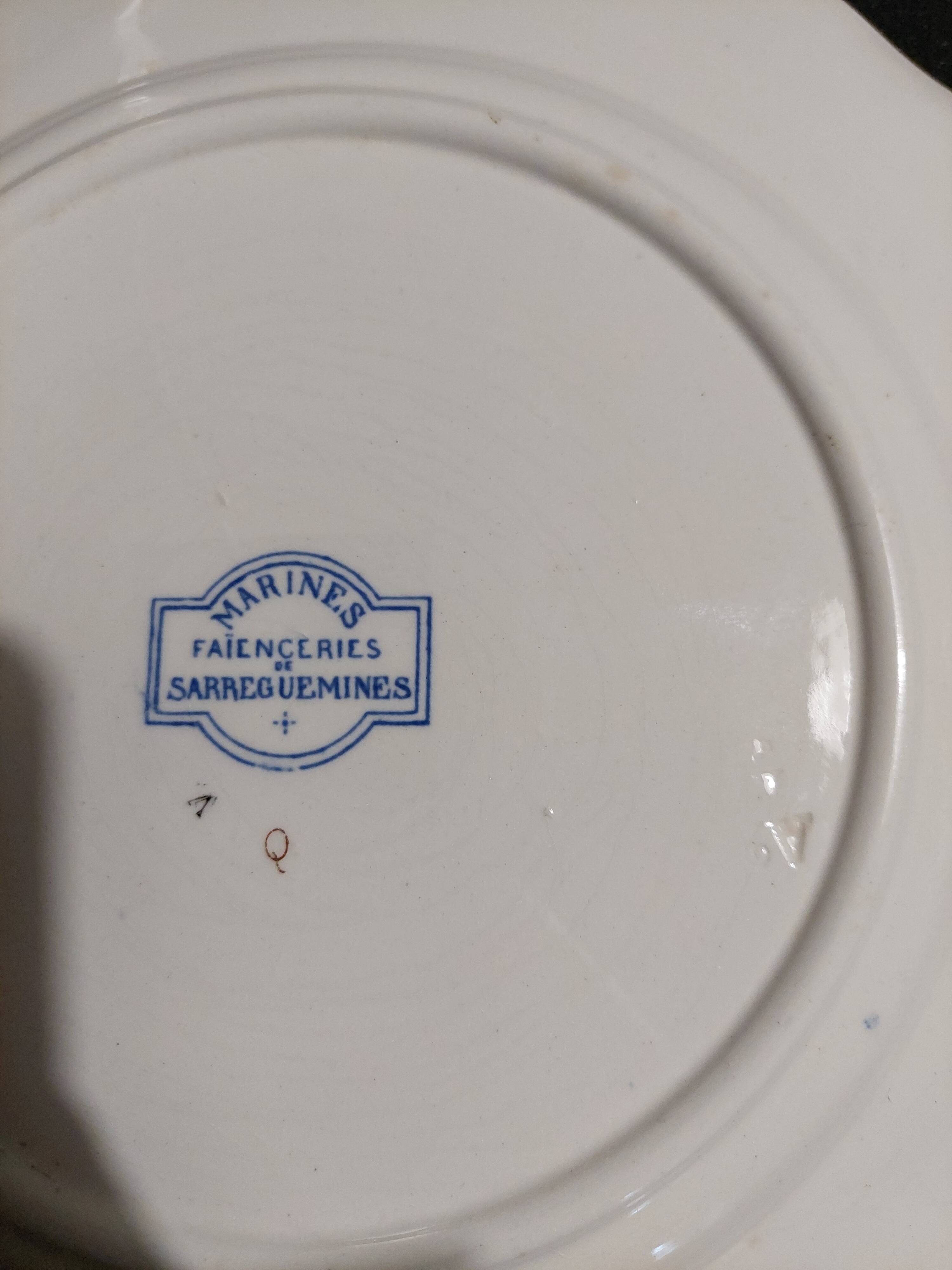 Sarreguemines earthenware plate with Marine decor late 19th century early 20th century