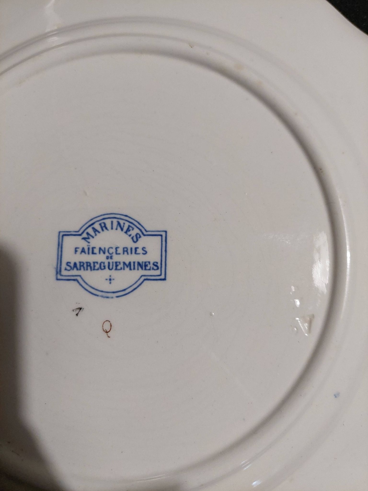 Sarreguemines earthenware plate with Marine decor late 19th century early 20th century