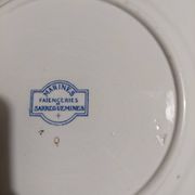Sarreguemines earthenware plate with Marine decor late 19th century early 20th century