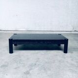 Brutalist black stained oak coffee table, Netherlands, 1960s