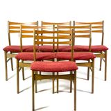 Six chaises de salle à manger en bois poli foncé, design danois, années 1960