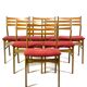 Six chaises de salle à manger en bois poli foncé, design danois, années 1960