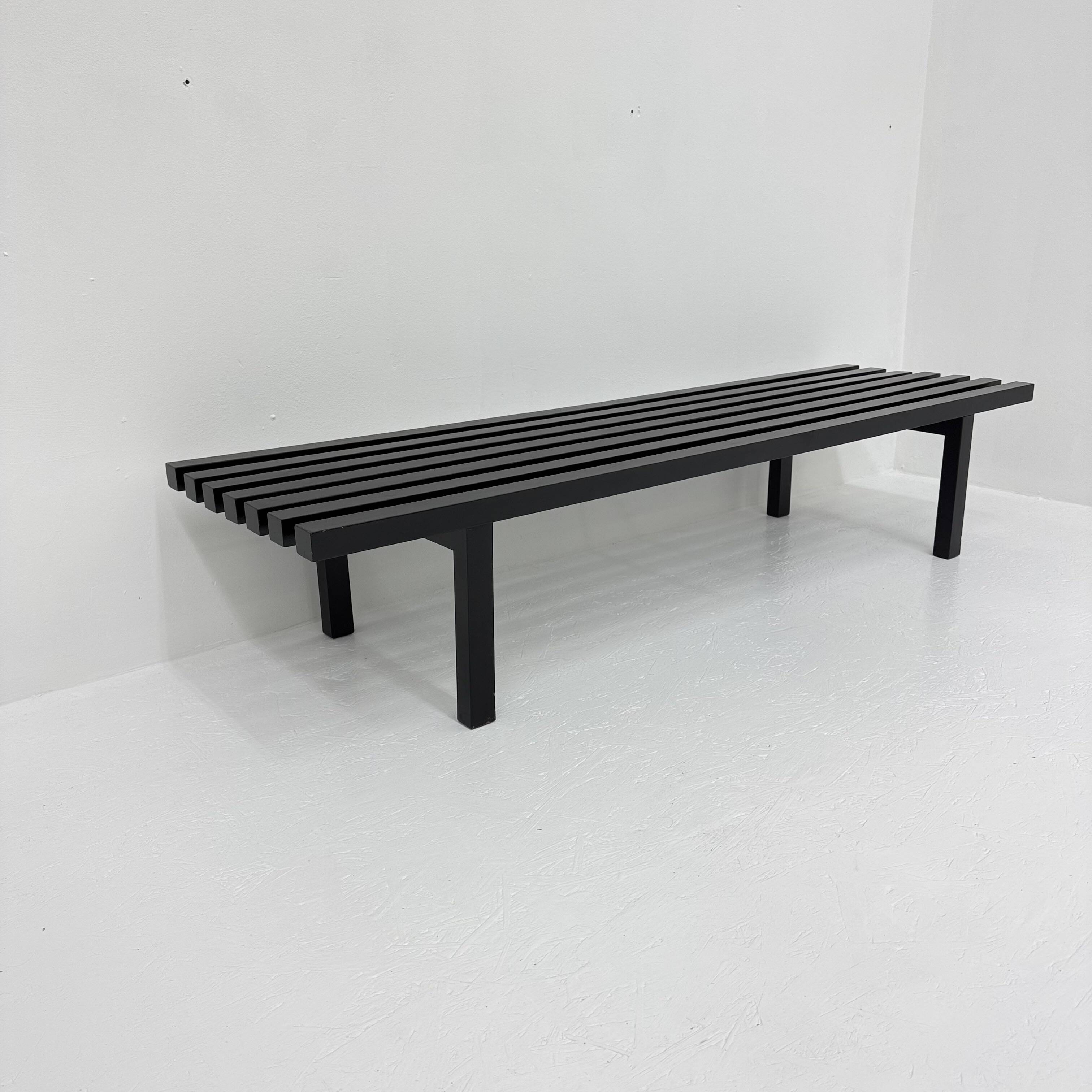 Mid-century slatted wooden bench Martin Visser style , 1970’s
