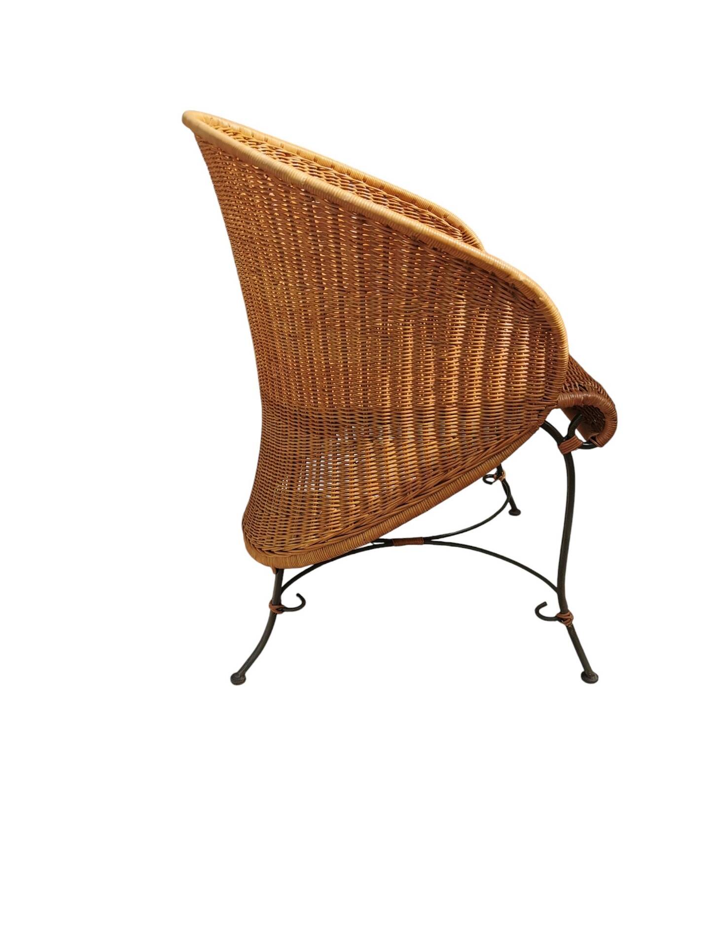 2 fauteuils en rotin et fer forgé