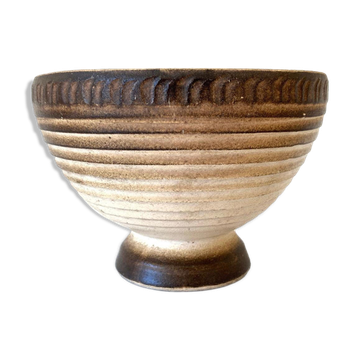 Vintage brown & beige ceramic flower pot / planter