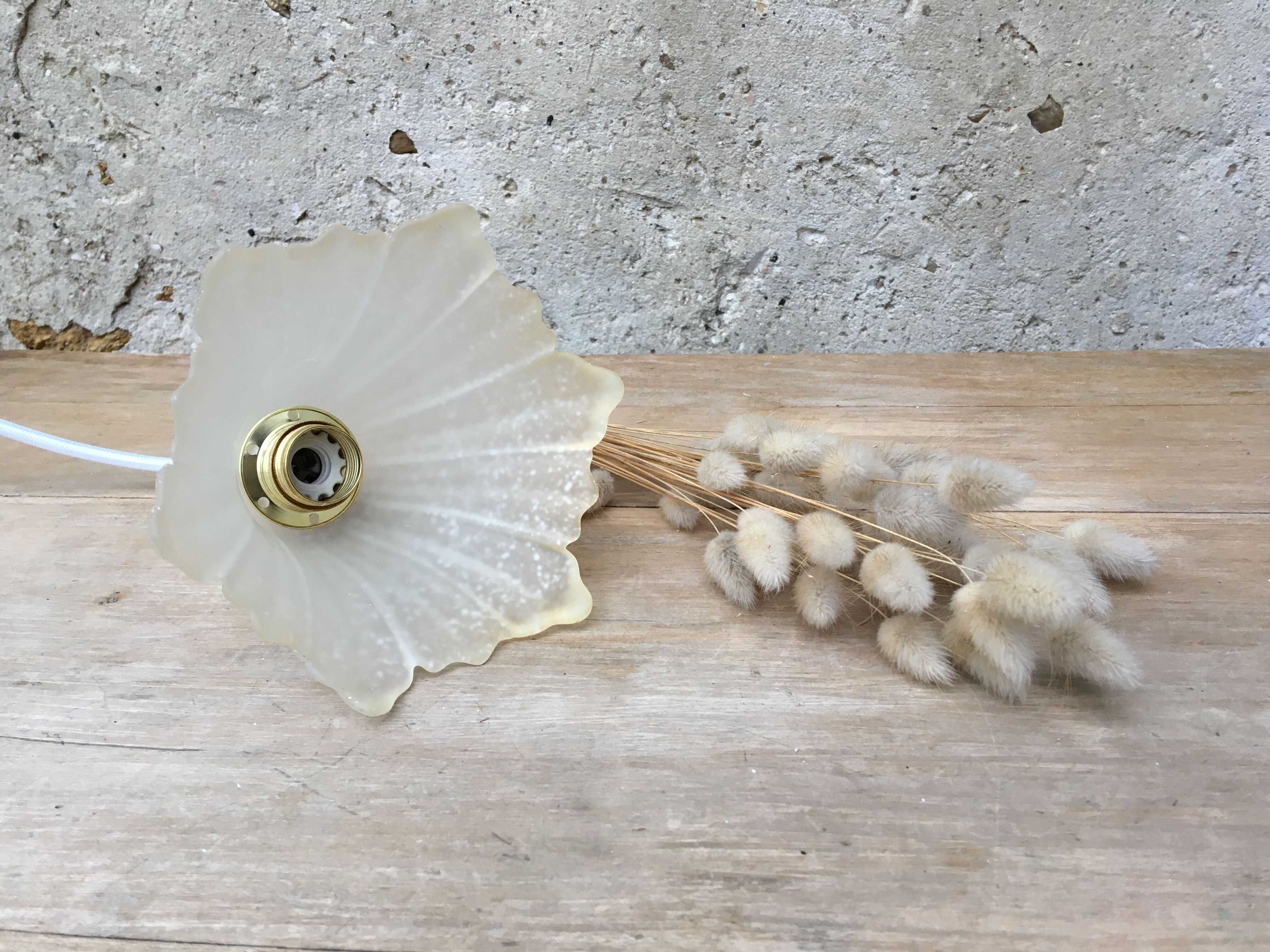 Paire de baladeuses tulipe en verre moucheté