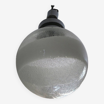 Murano Mazzega globe pendant light with bold swirl, 1960s