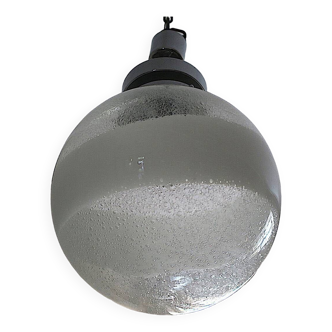 Murano Mazzega globe pendant light with bold swirl, 1960s