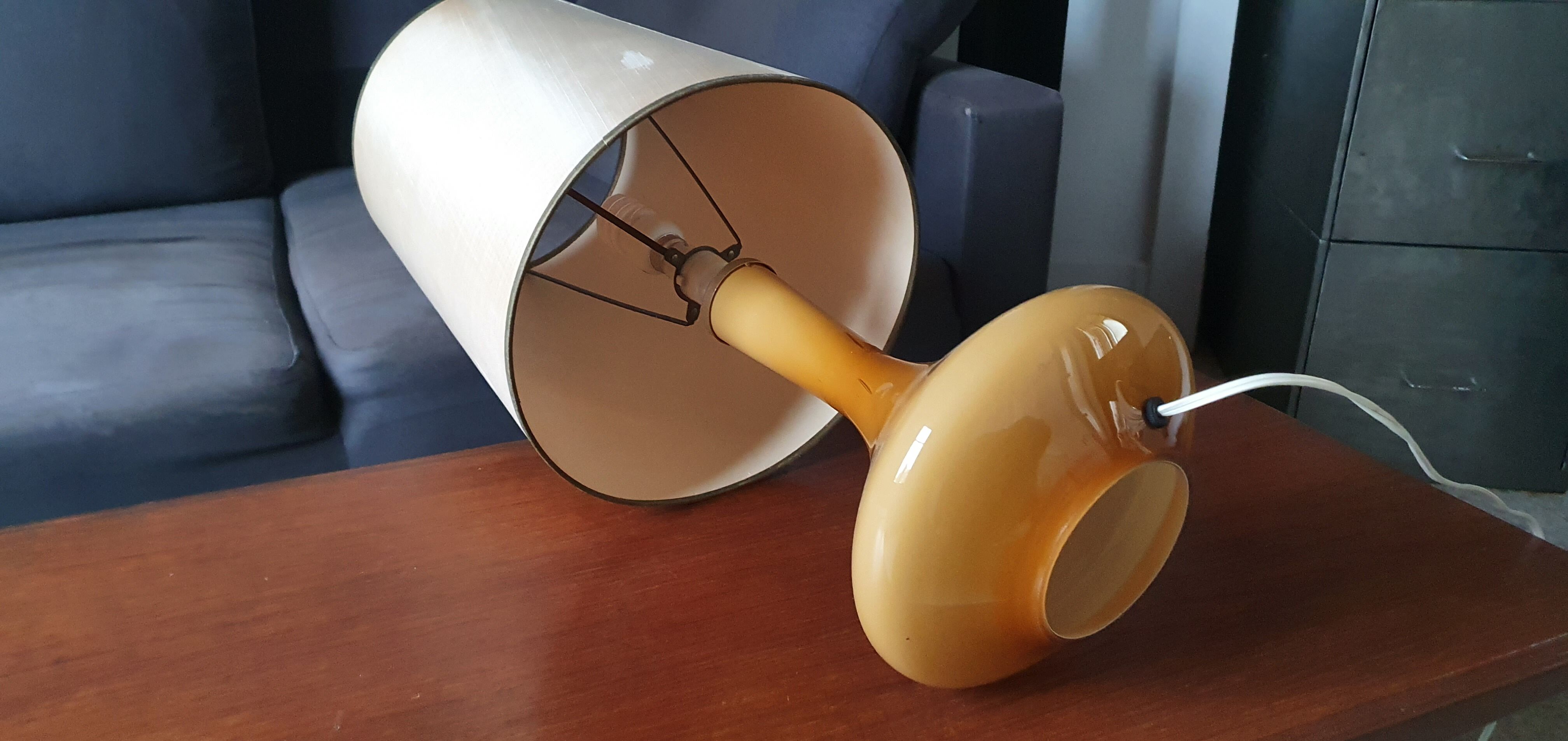 Vintage glass table lamp by Jacob E. Bang for Holmegaard