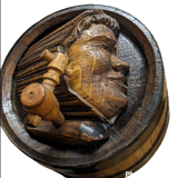 Decorative wooden barrel on support